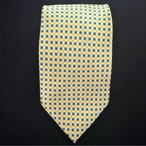 Firenze Golden Yellow Floral & Geometric Silk Neck Tie, Made in Italy